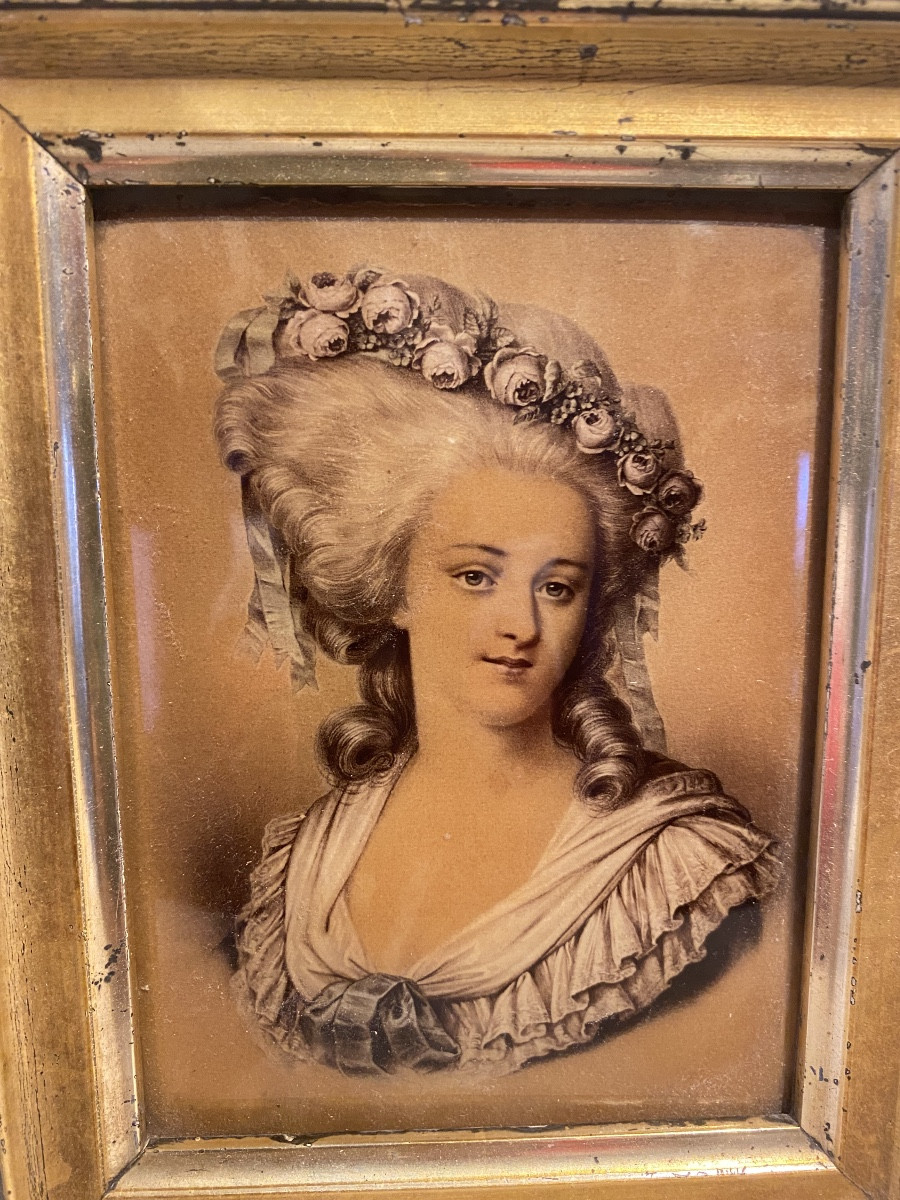 A Pair Of Portrait Paintings Mounted Under Glass, Late 19th Century -photo-6