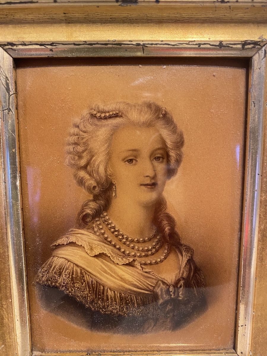 A Pair Of Portrait Paintings Mounted Under Glass, Late 19th Century -photo-7