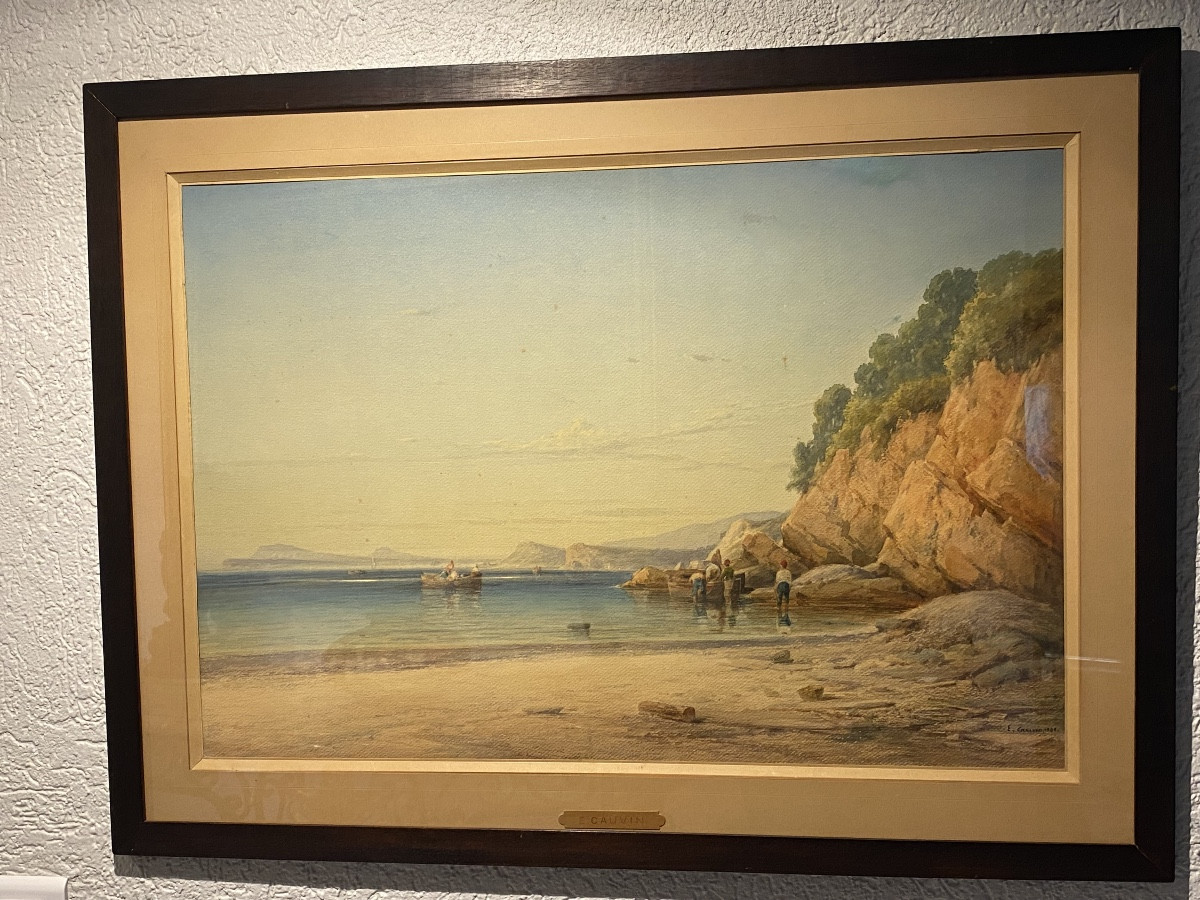 Aquarelle sur papier signée Édouard Louis Cauvin -photo-3