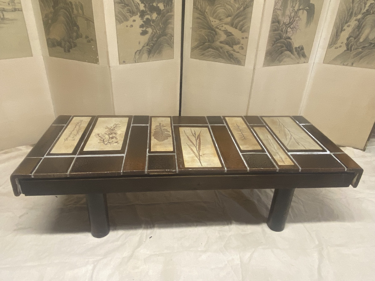 Table de salon Roger Capron modèle herbier 