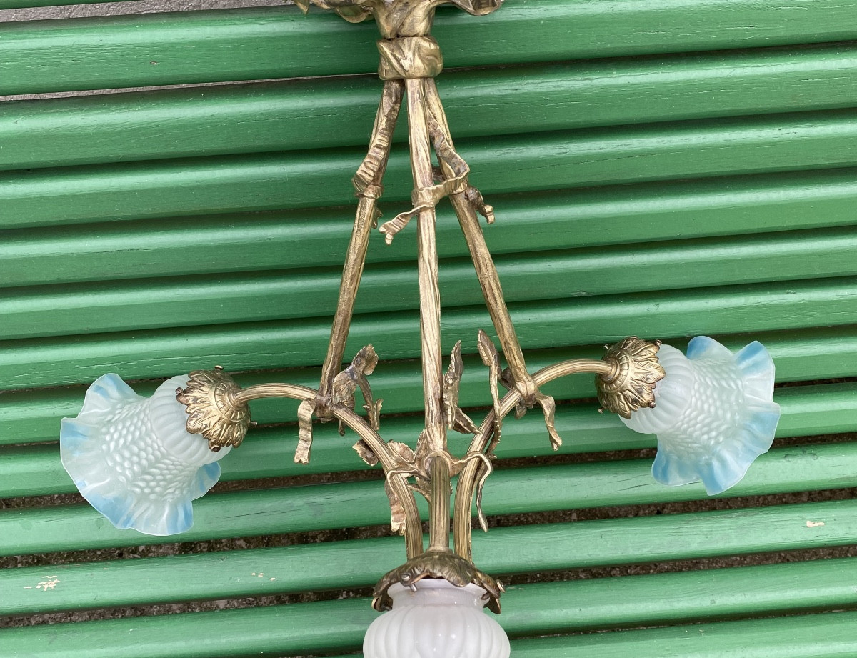 Lustre en bronze doré début 20eme -photo-1