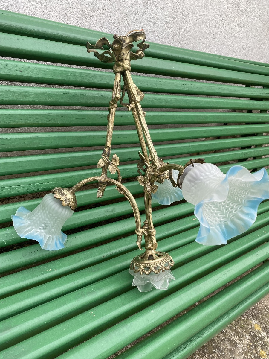 Lustre en bronze doré début 20eme 