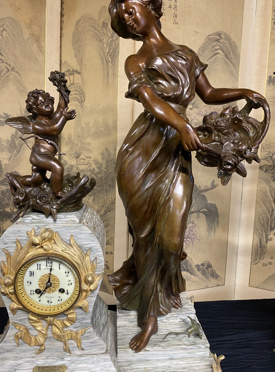 Grande garniture de cheminée art nouveau -photo-3