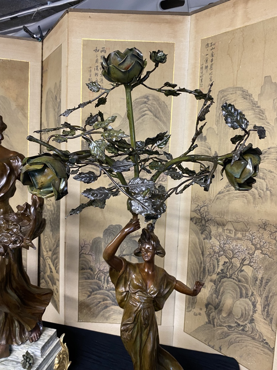 Grande garniture de cheminée art nouveau -photo-2
