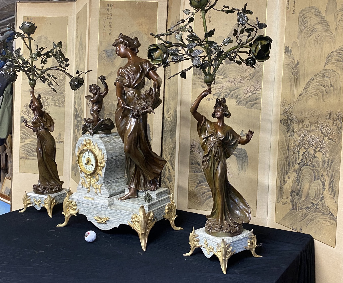 Grande garniture de cheminée art nouveau -photo-4