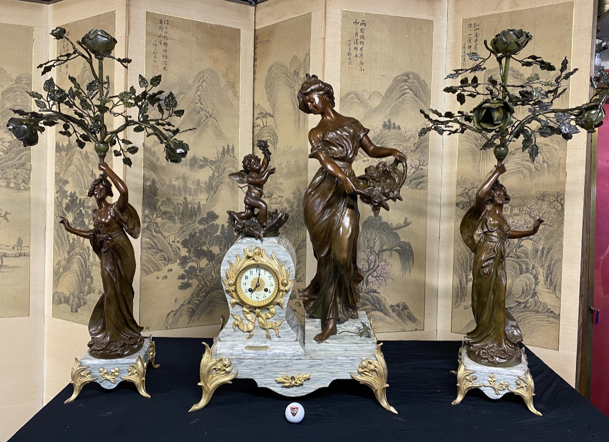 Grande garniture de cheminée art nouveau 