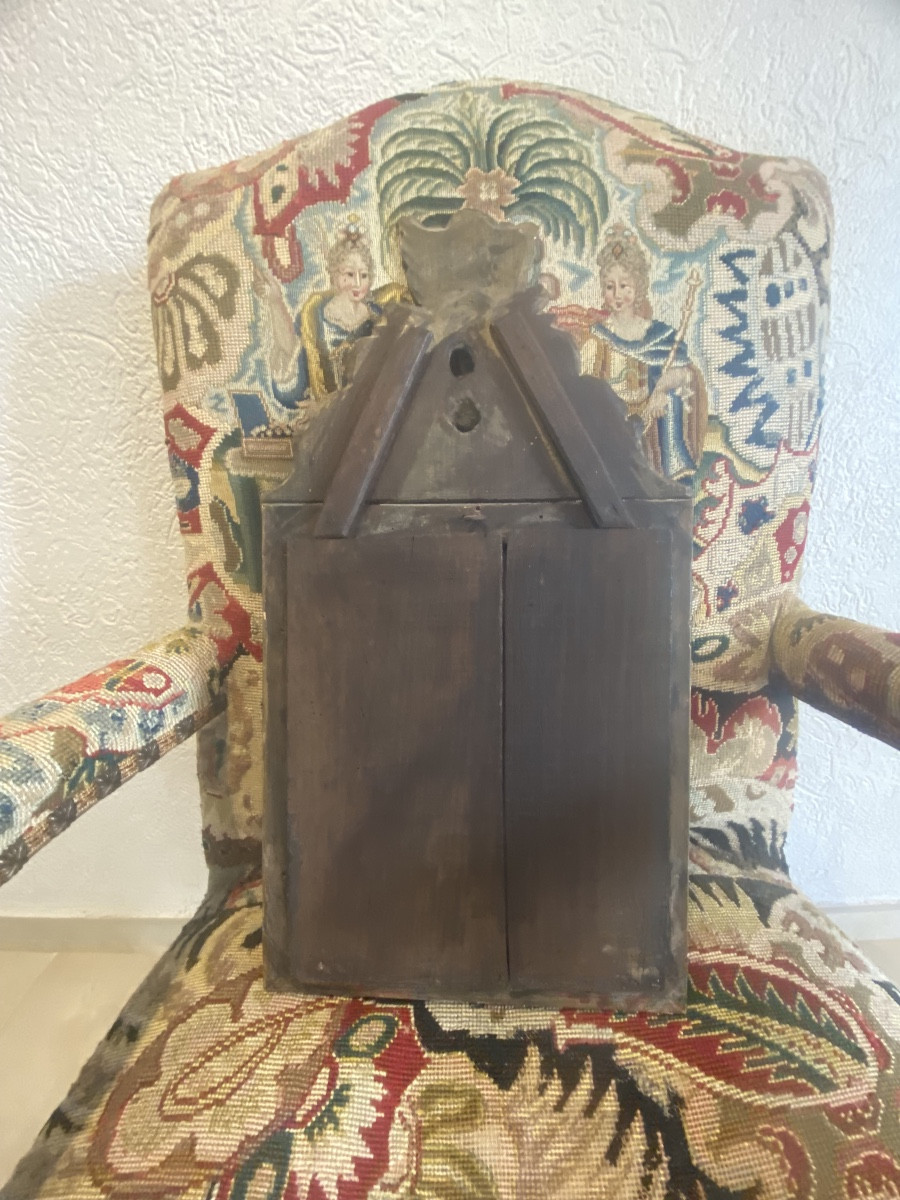 Petit miroir en bois doré Louis XIV-photo-2