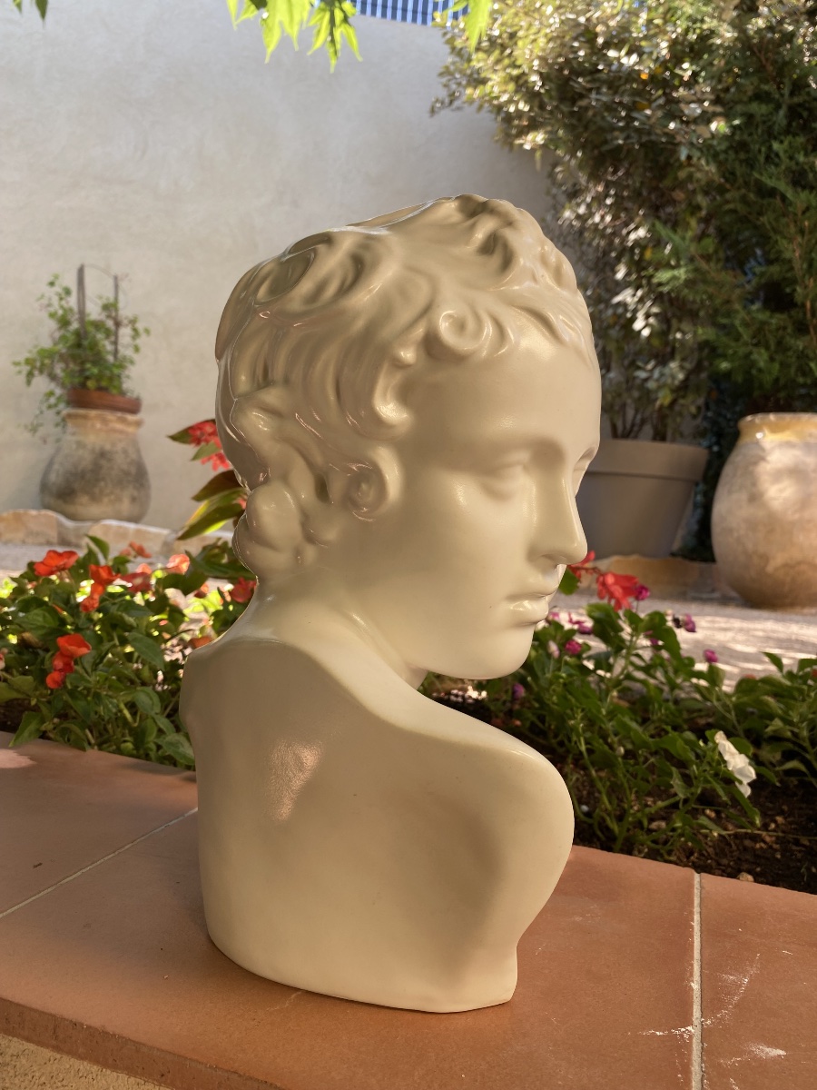 Bust Of A Young Boy In White Ceramic -photo-2