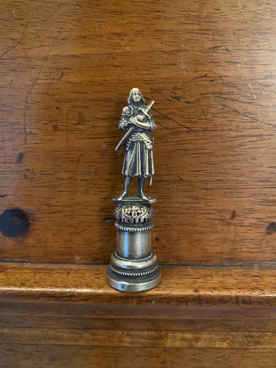 Seau à l’effigie de Jeanne d’arc en bronze argenté 
