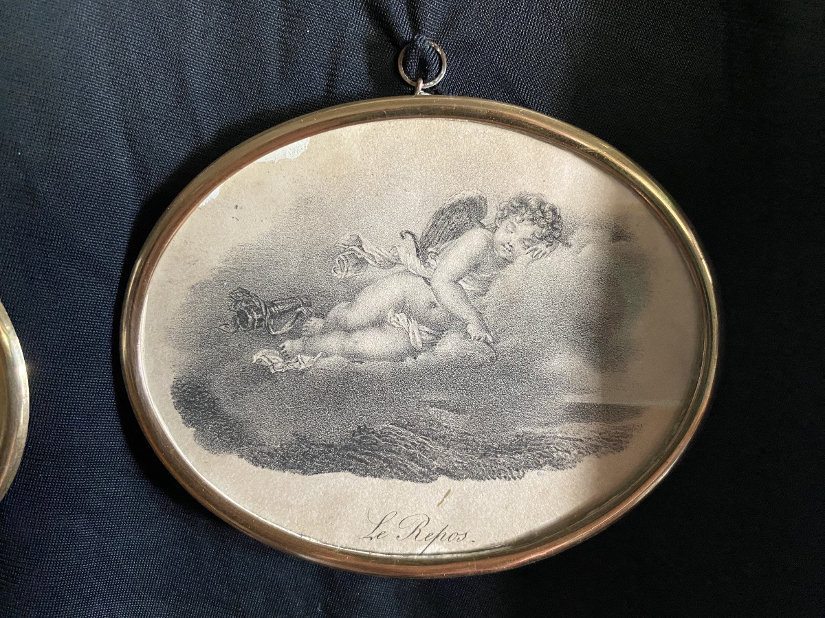 A Series Of Six Engravings In An Oval Medallion Depicting Cupid -photo-2