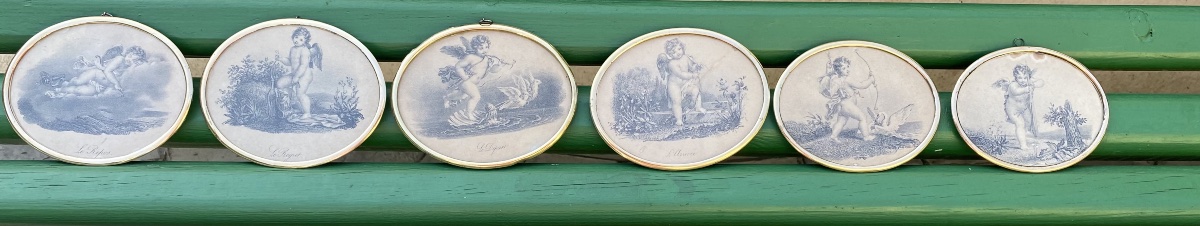 A Series Of Six Engravings In An Oval Medallion Depicting Cupid -photo-4