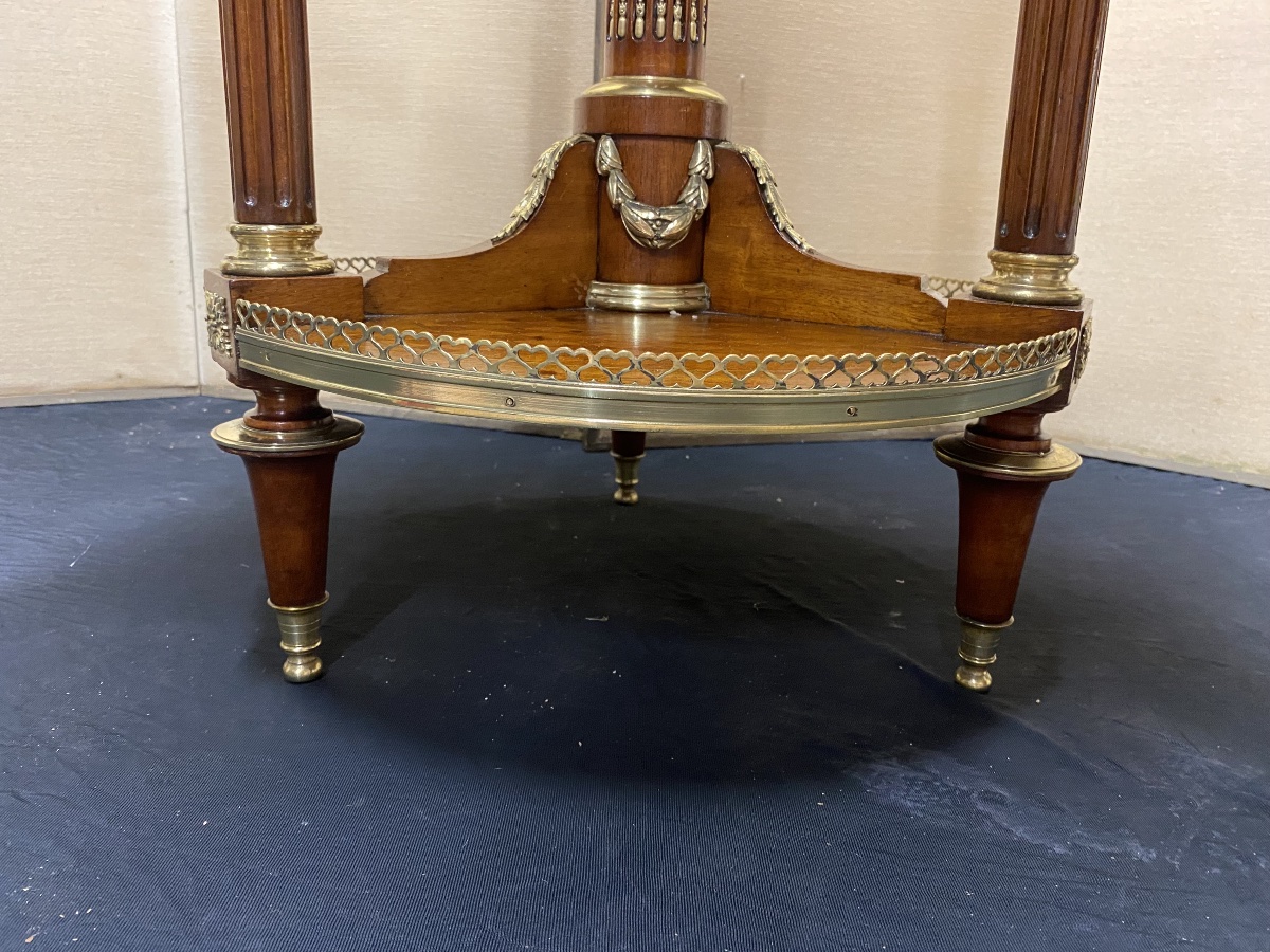 Round Louis XVI Side Table In Light Mahogany-photo-2