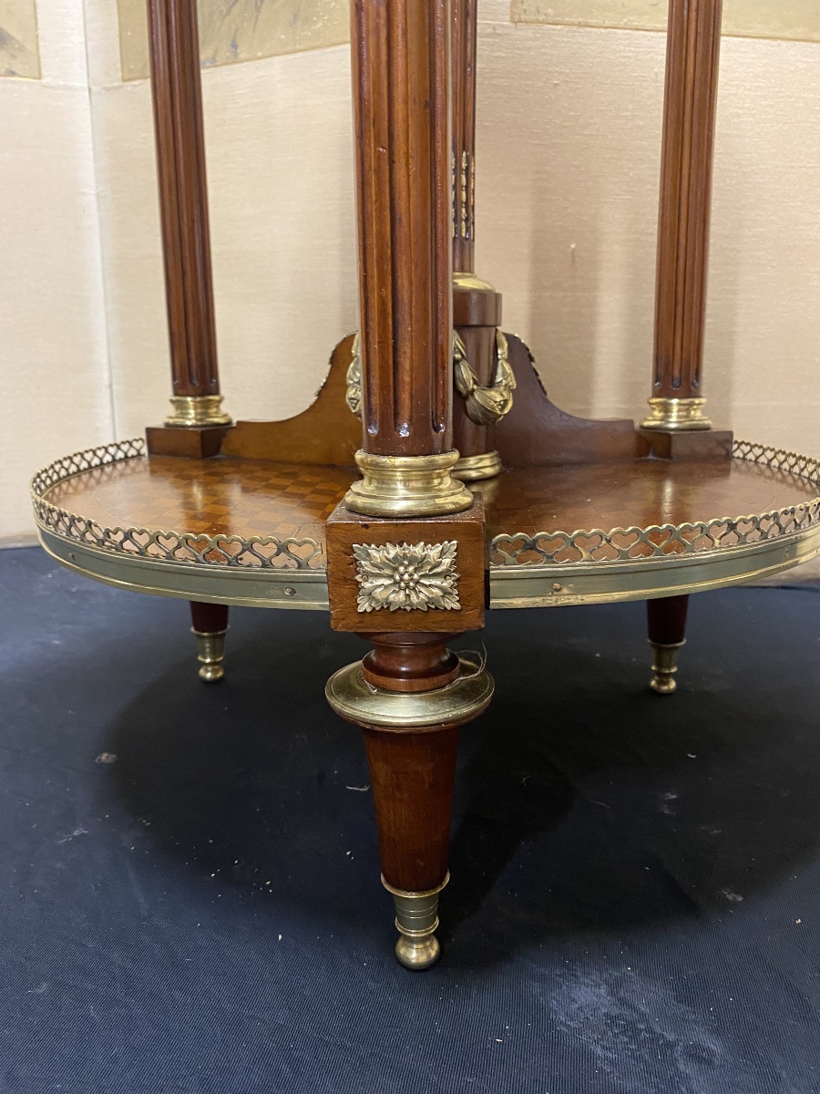Round Louis XVI Side Table In Light Mahogany-photo-2