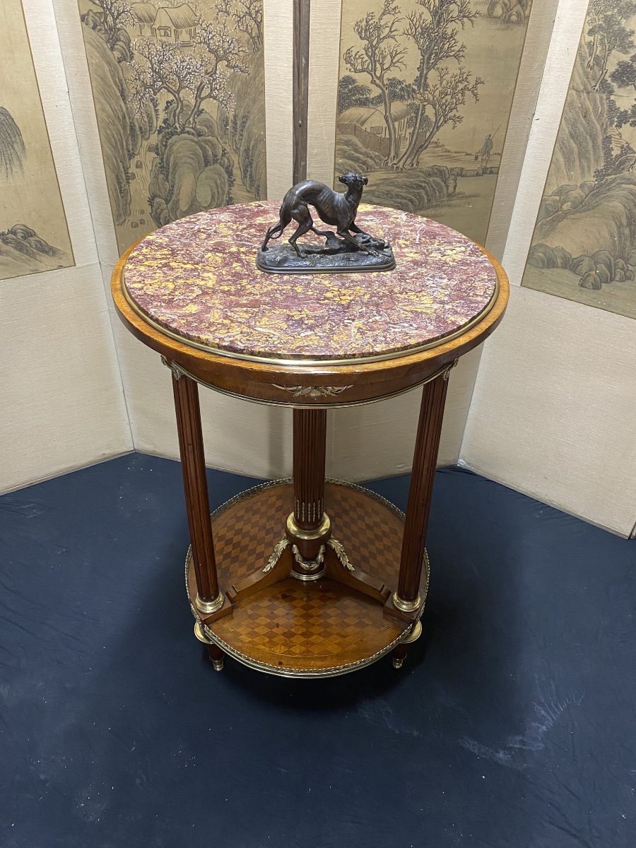Round Louis XVI Side Table In Light Mahogany