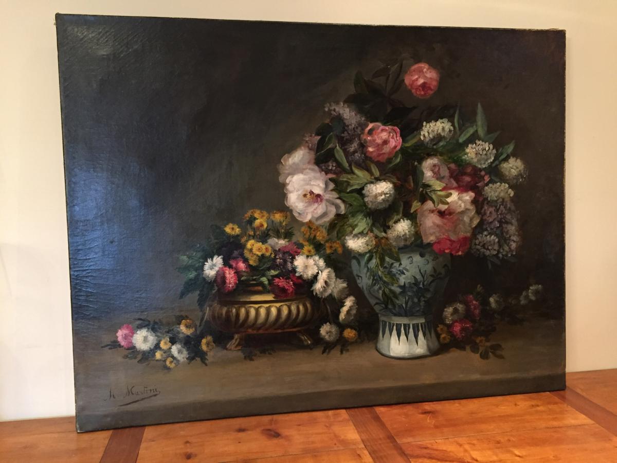 Big Oil On Canvas Flower Bouquet-photo-3