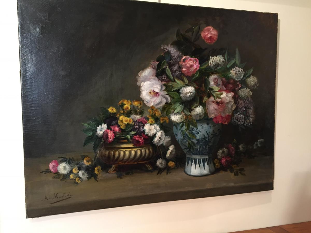 Big Oil On Canvas Flower Bouquet-photo-4