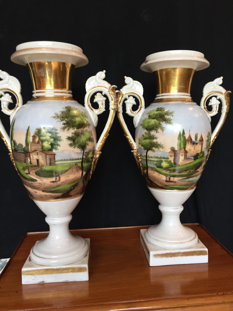 Grands Vases En Porcelaine De Paris -photo-3