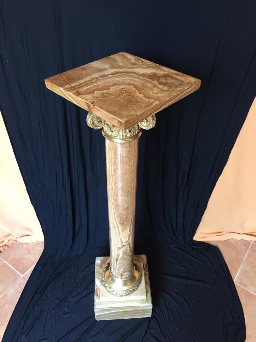 Colonne En Onyx Et Bronze XIXeme-photo-2