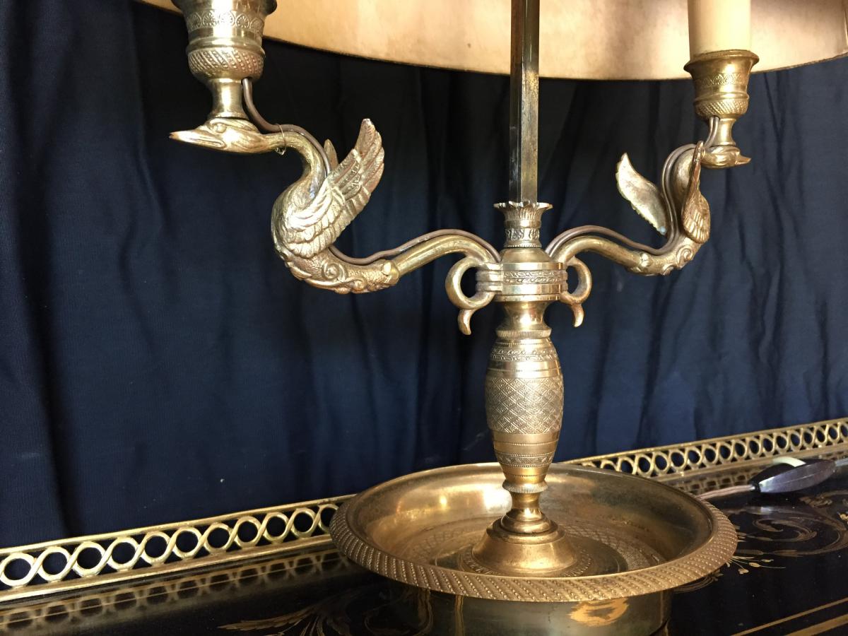 Lampe Bouillotte Ancienne En Bronze Doré -photo-2