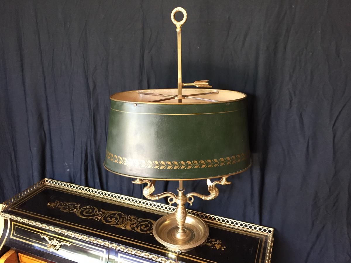 Lampe Bouillotte Ancienne En Bronze Doré -photo-2