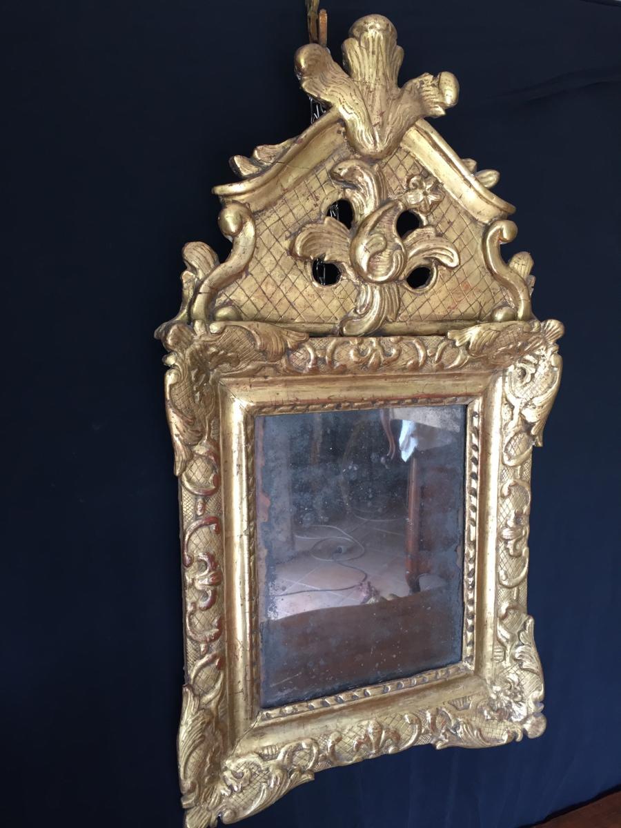 Miroir à Fronton Louis XIV En Bois Dorè -photo-1
