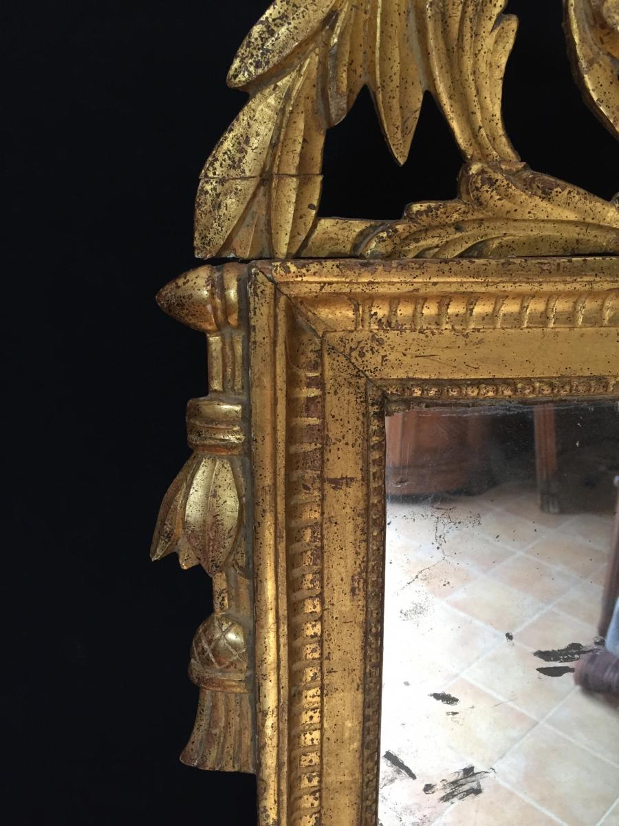 Miroir Louis XVI En Bois Dorè XVIIIeme -photo-4