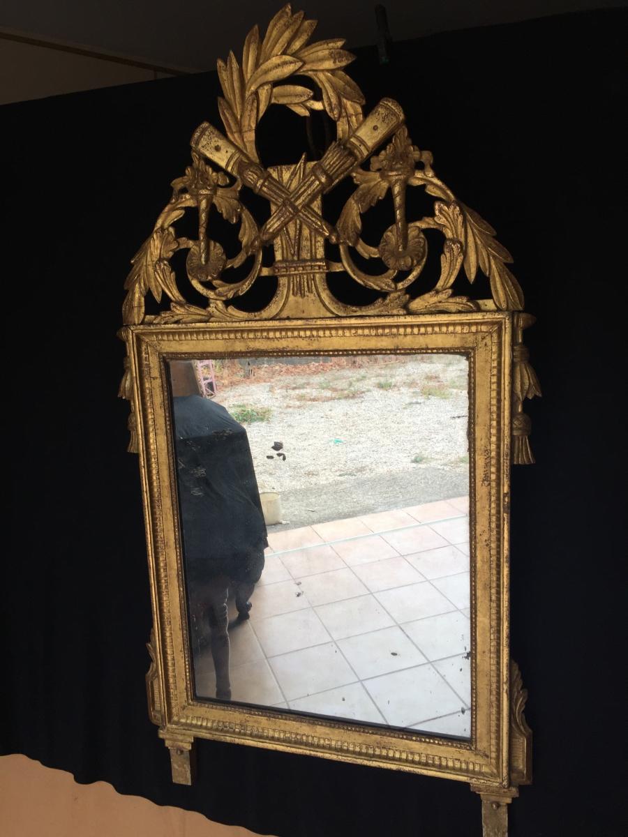 Louis XVI Mirror In Golden Wood XVIII-photo-2