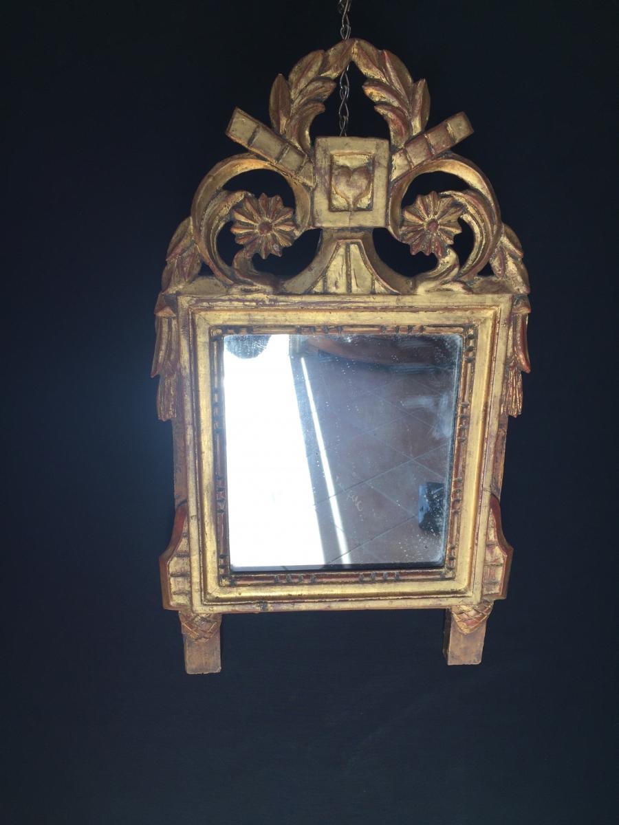 Petit Miroir De Mariage En Bois Dorè 
