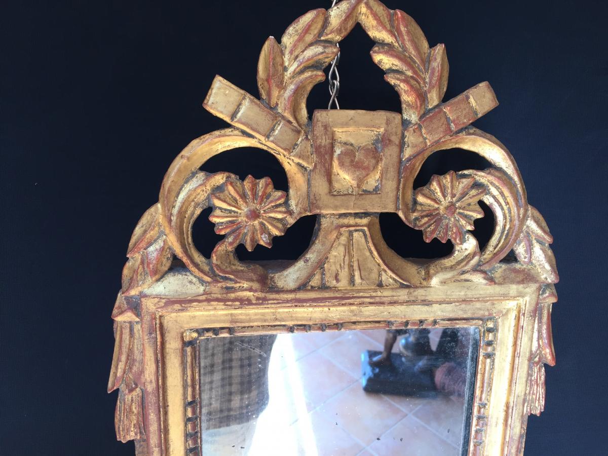 Petit Miroir De Mariage En Bois Dorè -photo-2