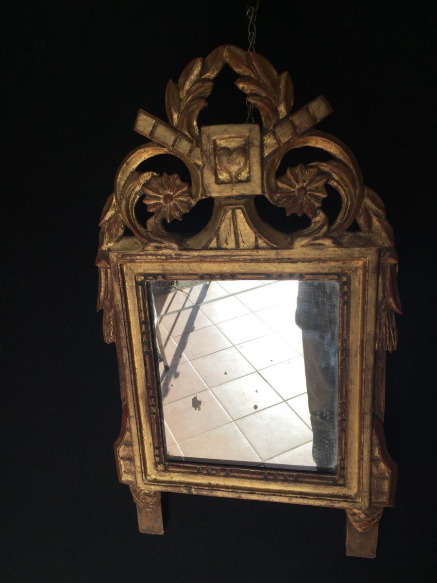 Petit Miroir De Mariage En Bois Dorè -photo-3