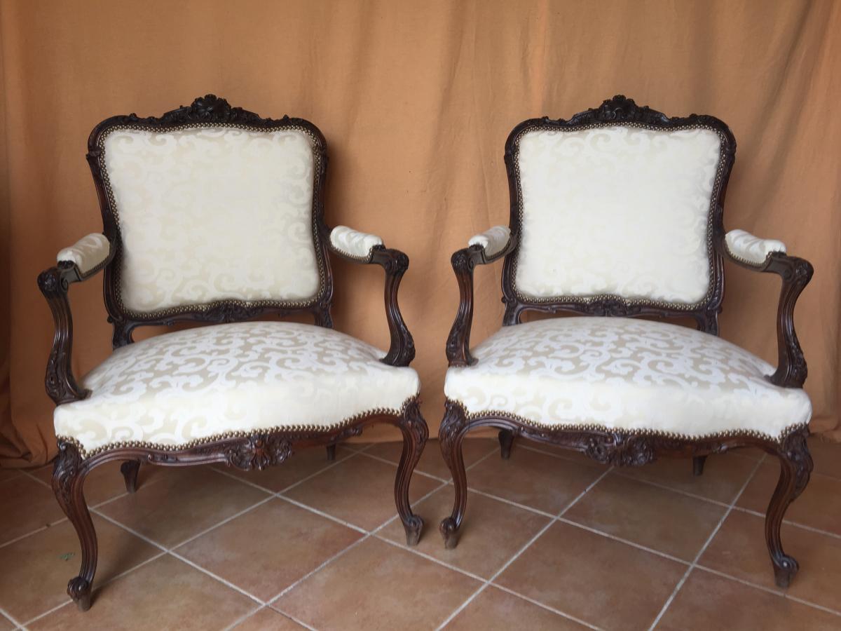 Pair Of Armchairs In The Queen Louis XV