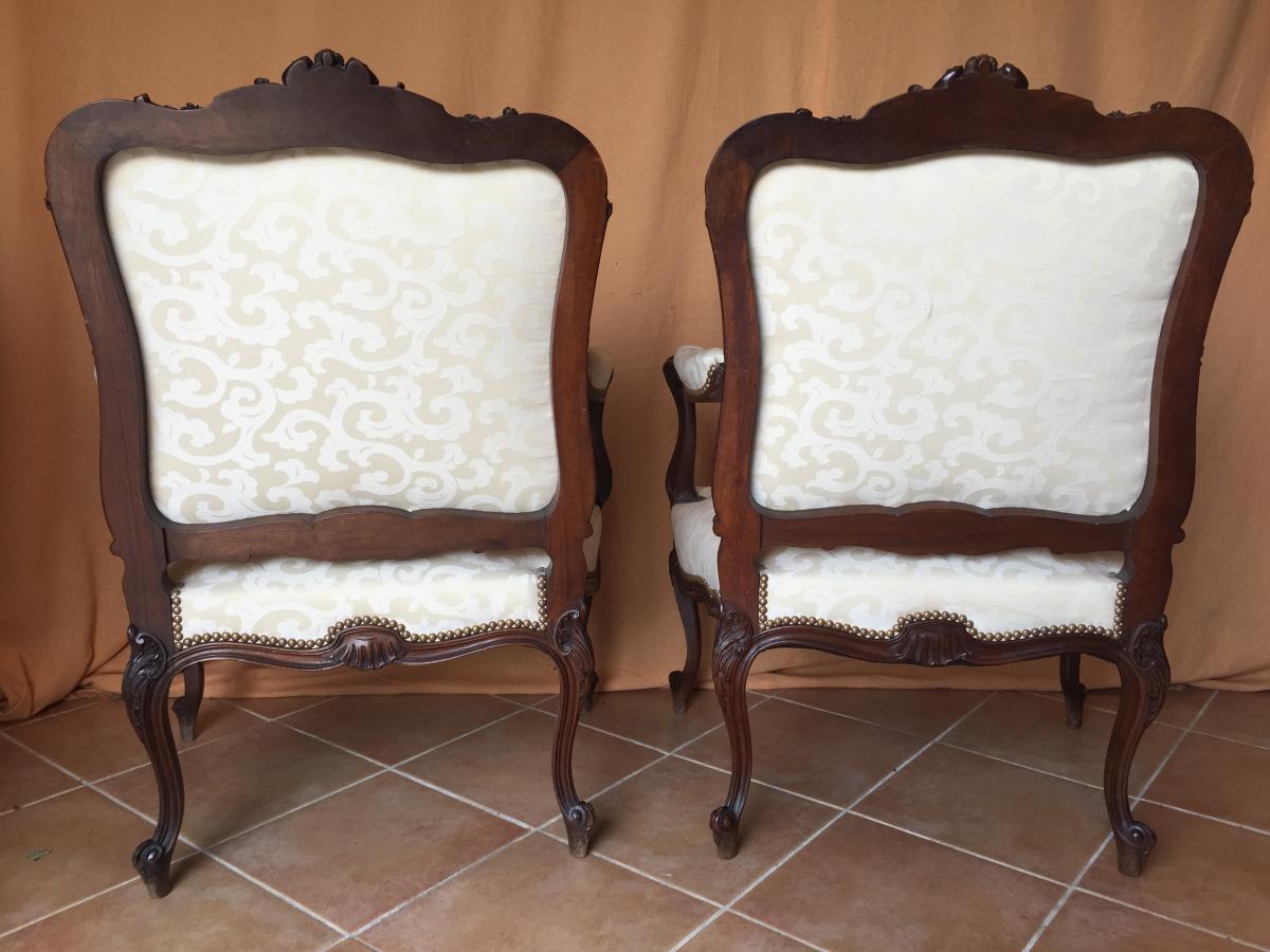 Pair Of Armchairs In The Queen Louis XV-photo-2