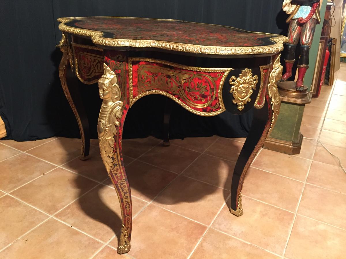 Office Table In Shell And Marquetry Napoléon Lll-photo-4