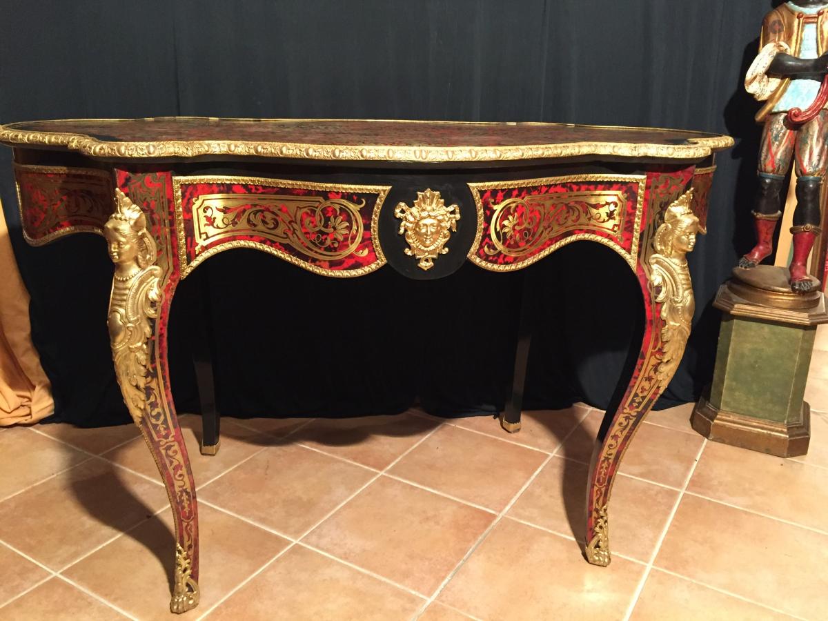 Office Table In Shell And Marquetry Napoléon Lll-photo-1