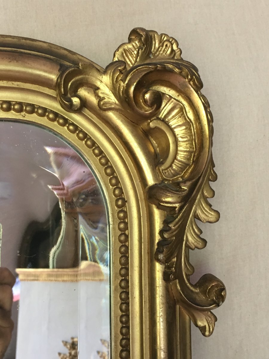 Grand Miroir De Style Louis XV Doré à La Feuille -photo-4