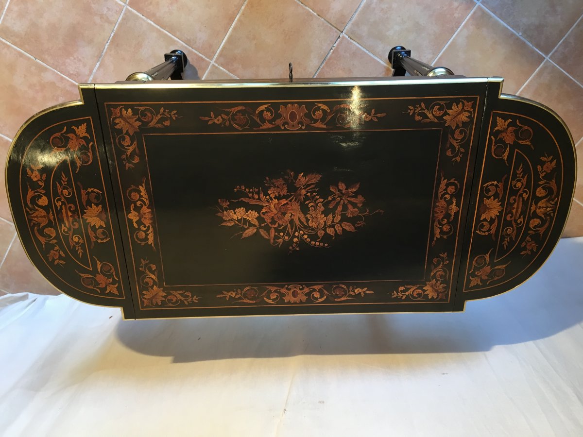 Coffee Table In Wood Marquetry Clear Napoleon III Period-photo-5