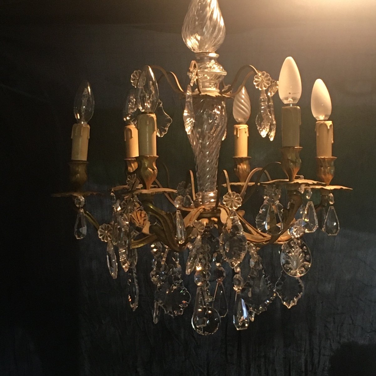 Gilt Bronze Chandelier And Pendants-photo-1