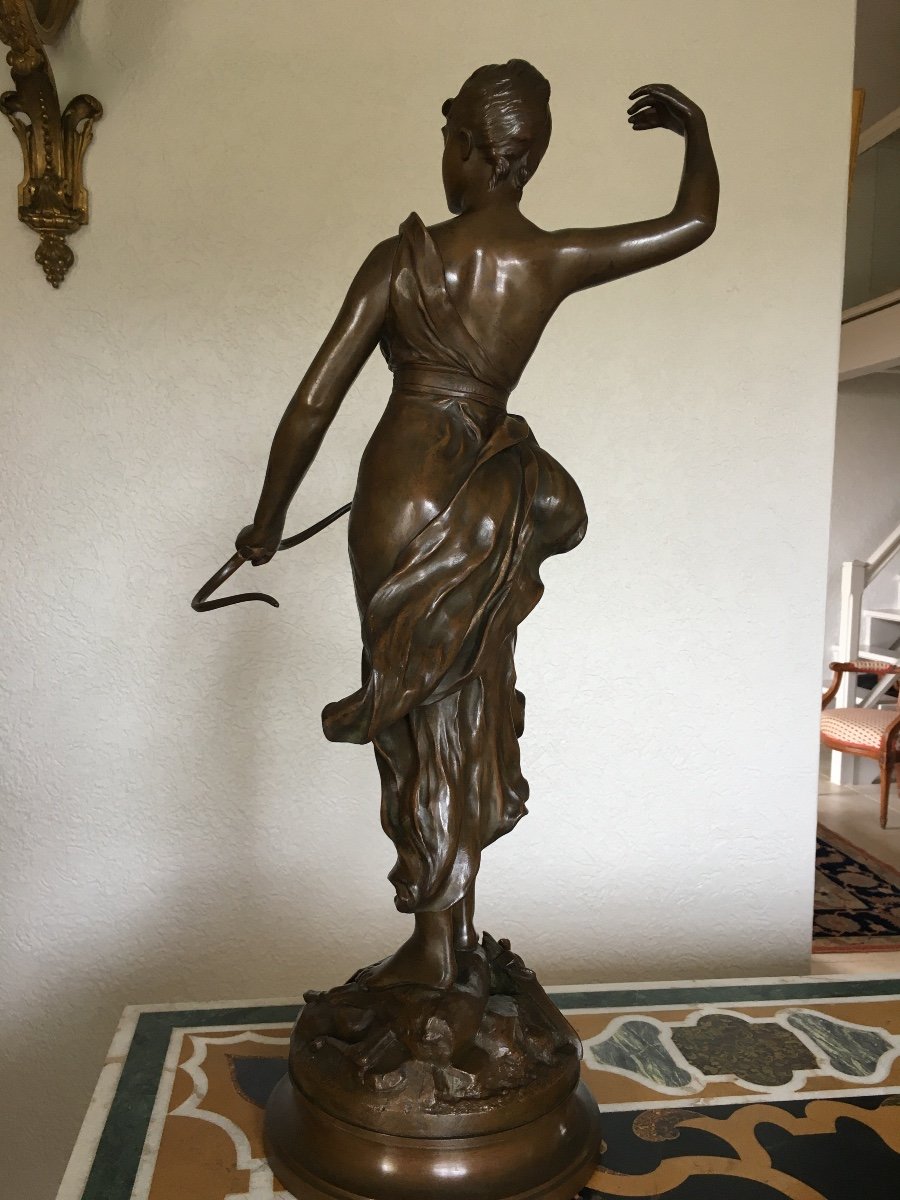 Diane Huntress Large Bronze Sculpture Signed Levasseur 72 Cm-photo-1