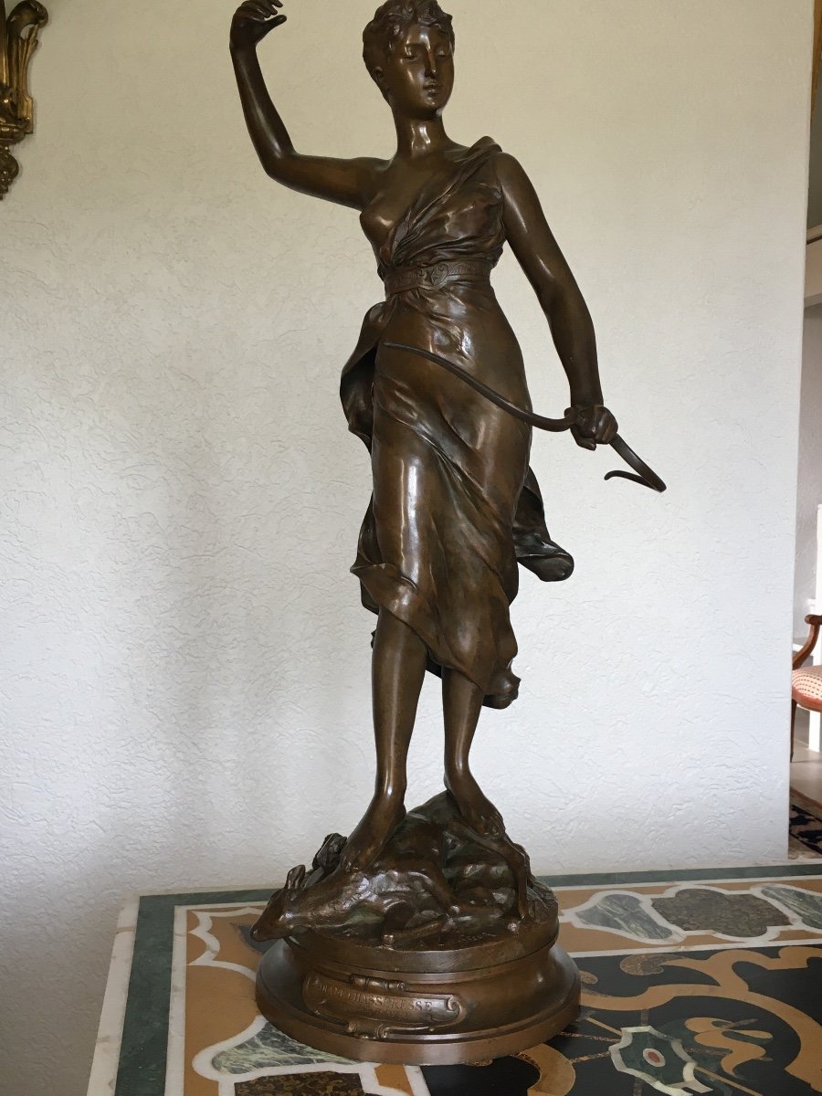 Diane Huntress Large Bronze Sculpture Signed Levasseur 72 Cm-photo-2