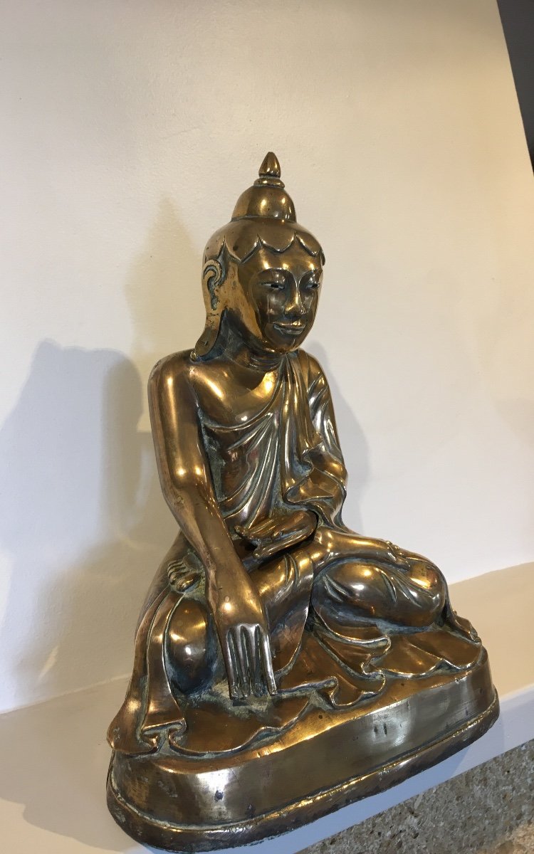 Burmese Brass Buddha Late 19th-photo-3