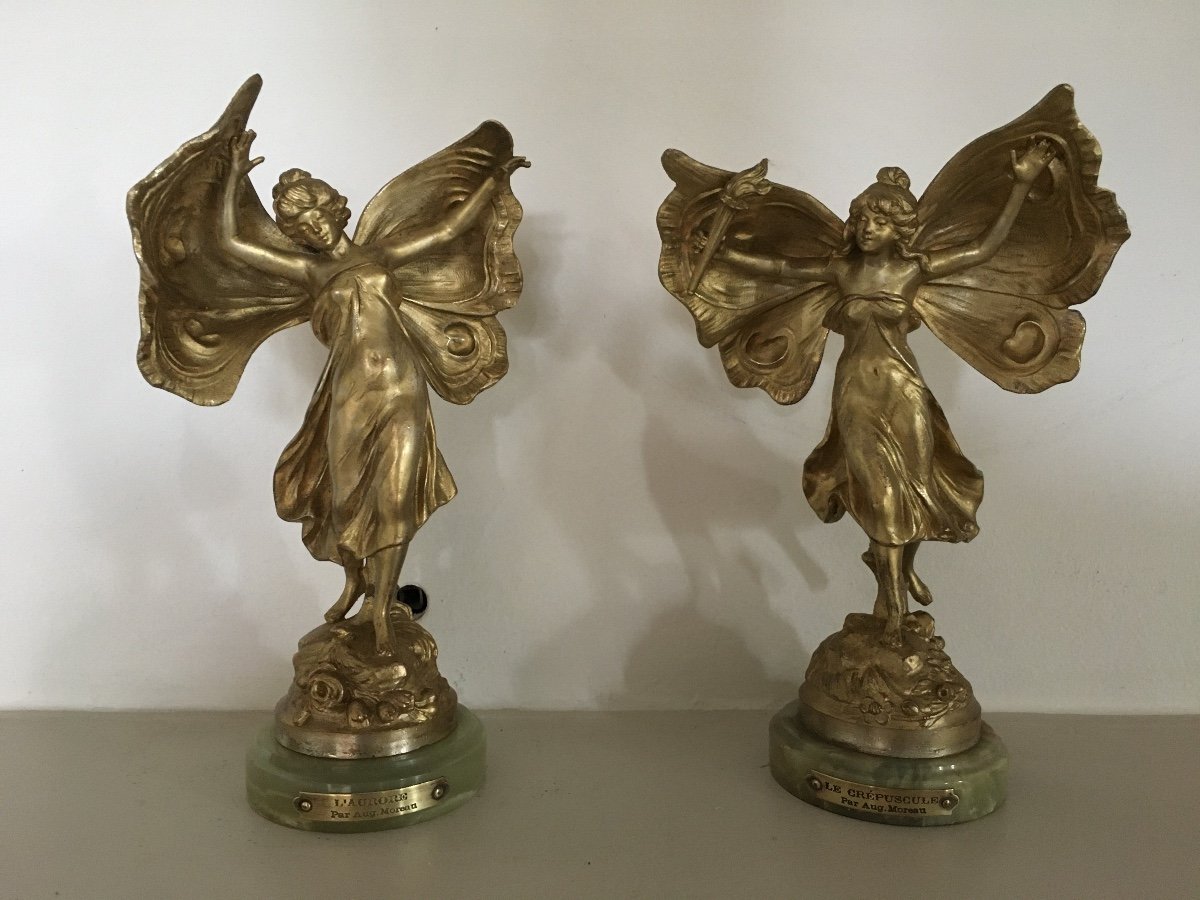 Dusk And Dawn Bronzes After Auguste Moreau