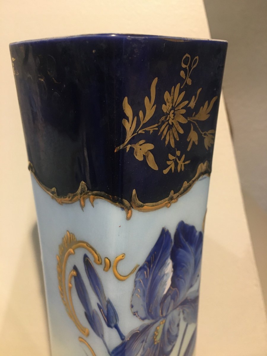 Pair Of Iris Vases In Opaline-photo-1