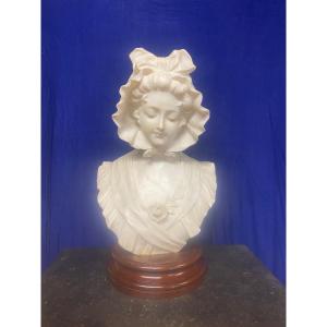 Bust Of A Young Girl In White Marble 