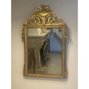 Louis XV Provençal Mirror In Gilded Wood With Mercury Mirror 