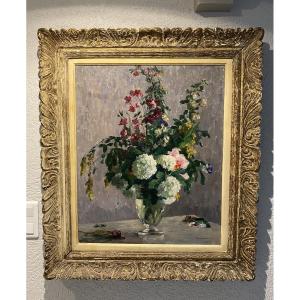Bouquet sur un entablement signé Berthe Moisset 1871 1942 