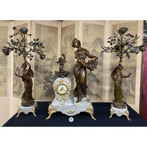 Grande garniture de cheminée art nouveau