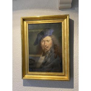 Tableau pastel représentant la tête de Rembrandt