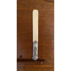 Ivory And Silver Letter Opener Or Paper Cutter 