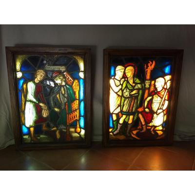 Set Of Two Stained Glass