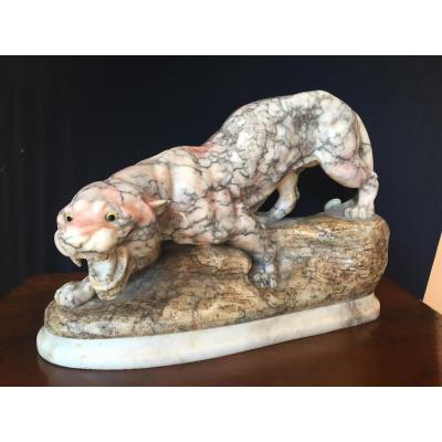Marble Panther Signed Emile Joseph Carlier